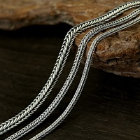 Chaîne en argent S925 BOCAI en gros, chaîne tissée en forme de queue de renard, chaîne de pull, collier pour hommes et femmes, chaîne en os de dragon