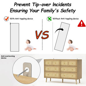 מודרני בוהו ראטן עץ בהיר 6-מגירות עץ בהיר 6 עם ידיות זהב למיקור סלון חדר שינה - Product Image 5