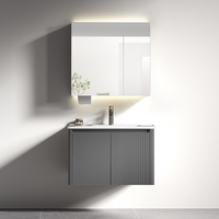 Mueble de Baño Moderno Minimalista con Espejo Inteligente, Construcción de Aleación de Aluminio, Lavabo de Cerámica Integrado, Colores Personalizados