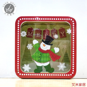 Noël joyeux boîte à bonbons nouvel an emballage cadeau étain père noël bonhomme de neige fenêtre transparente conteneur fête <span class=keywords><strong>biscuits</strong></span> - Product Image 6