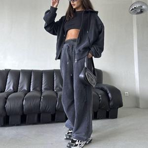 Conjunto de Sudadera con Capucha y Pantalones Deportivos de Alta Calidad con Logotipo Personalizado OEM, 100% Algodón French Terry, Estilo Vintage, Lavado Ácido, para Mujer - Product Image 2