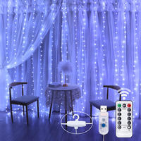 Guirlande de lumières LED en cuivre blanc chaud 3M*3M, rideau de lumières, commande par bouton, USB, pour intérieur, mariage, fêtes de Noël