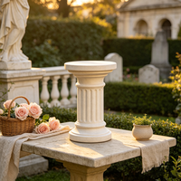 Socle de colonne cannelée romaine en résine blanc cassé texturée, fait main, support pour plantes, pilier de jardin classique, décoration intérieure
