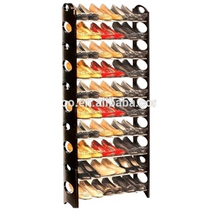 Vente chaude Étagère à chaussures moderne en tube de fer Cadre en plastique 10 niveaux Noir 50 paires Étagère à chaussures - Product Image 3