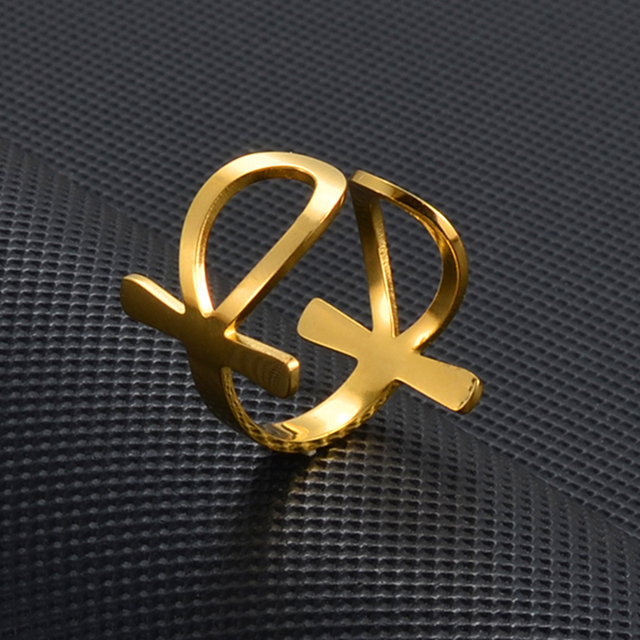 Ankh Ring Women - African Egyptian Cross Charm Finger Ring Jewelry Stainless Steel Egypt Hieroglyphs Nile Key #249321