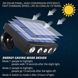 Potentes Luces Solares de Seguridad con 4 LED, Sensor de Movimiento Exterior, 3 Modos, Impermeables, para Montaje en Pared, Trabajo Nocturno, Jardín - Product Image 3