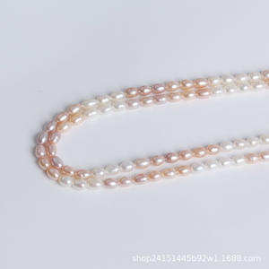 Zhuji <b>Pearl</b> Natural <b>Freshwater</b> 4.5-5mm White Powder Rice Shape Loose Interval Color DIY Necklace <b>Bracelet</b> - Product Image 3