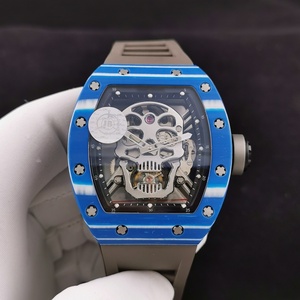 Luxury Stylish Skull Red Ruby Rubber Strap Folding Buckle Men's See-through Bottom Mechanical <b>Watch</b>,Waterproof Carbon Fiber <b>Case</b> - Product Image 6
