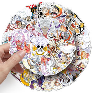 新しいデザイン50ピース/バッグアニメ猿D. ふわふわの麦わら帽子海賊防水取り外し可能ステッカースケートボード用ラップトップ装飾 - Product Image 3