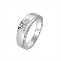 Nouvelle Arrivée MJZ049 – Bague Simple et Solide pour Homme avec Zircon Incrusté, Zircon Simulé de Laboratoire 30 Points, Bijou en Laiton Sans Nickel, Motif Couronne