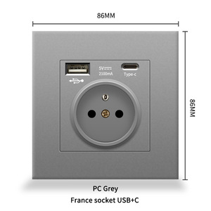France <b>Socket</b> 4-Switch Tempered Glass Wi-Fi <b>Smart</b> Life App Minimalist Design Black Modern Wall <b>Socket</b> 230V 16A - Product Image 2