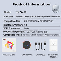 Adaptador Inalámbrico Todo en Uno de Alta Velocidad para Carplay y Android Auto, CP2AM Carlinkit, Proveedor de Car Play, Mirrorlink, Airplay, Dispositivo Inteligente