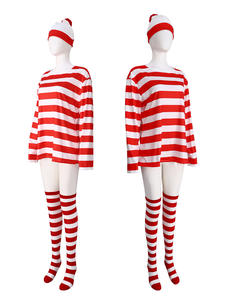Disfraz de Waldo para Padres e Hijos, Conjunto de <span class=keywords><strong>Cosplay</strong></span> para la Semana del Libro, Camiseta a Rayas, Pantalones, Sombrero, Gafas, Kit de Dibujos Animados de Wally Waldo, Disfraz de Pareja para Halloween, TV y Cine - Product Image 6