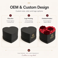 Boîte cadeau de luxe à deux étages en forme de cœur avec fleurs de rose, boîtes à fleurs personnalisées « Je t'aime » avec tiroirs