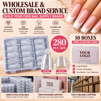 280 pièces de moules à ongles double forme à rainures françaises, pour extensions d'ongles carrées à double embout (supérieur et inférieur) type sandwich, vente en gros JM-109+110
