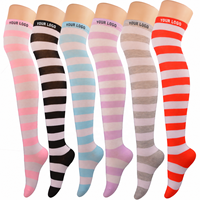 Chaussettes Cosplay Rayées Personnalisées avec Logo pour Femmes, Chaussettes Hautes au-dessus du Genou, Bas de Costume, Marque Privée OEM, Chaussettes de Mode pour Fêtes Anime