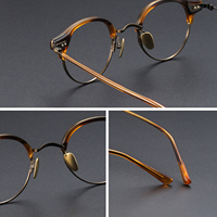 Monture de lunettes vintage rétro en acétate et titane, lunettes de vue sur mesure, montures demi-cercle