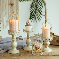 Ensemble de porte-bougies vintage en forme de cage à oiseaux, style shabby chic, support de bougie en métal, élégant centre de table pour mariage, décoration de table