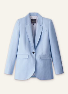 Women's Light Blue <b>Wool</b> Polyester Blazer With Argyle Sweater Brown Wide Leg <b>Pants</b> Full Sleeve Notched Collar Single Button - Product Image 2