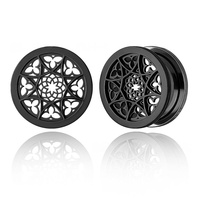 Tunnel d'oreille punk cool en acier inoxydable à visser, dilatateur, boucles d'oreilles, piercing corporel hip-hop pour les oreilles