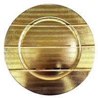Assiettes de service rondes en plastique PP acrylique doré métallisé effet rayon de soleil pour la décoration de table