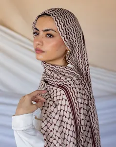 2023 superventas gasa Kuffiyeh estampados Hijab transpirable liso ligero Keffiyeh Hijab tejido Modal bufanda