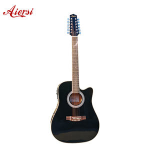 Guitarra Acústica Eléctrica <span class=keywords><strong>de</strong></span> <span class=keywords><strong>12</strong></span> <span class=keywords><strong>Cuerdas</strong></span>, Negra Brillante, <span class=keywords><strong>de</strong></span> 41 Pulgadas, con Logotipo Personalizado, Precio Económico <span class=keywords><strong>de</strong></span> Fábrica en China, Instrumento Musical Folk Dreadnought - Product Image 3