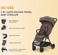 Poussette compacte pliable automatiquement pour enfants, berceau, siège auto 3 en 1, landau pour nouveau-né, poussette de voyage pour bébé avec planche à roulettes