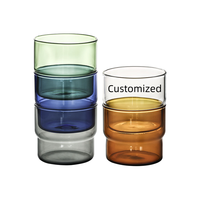 Vente en gros de tasses à café en verre borosilicate coloré de 300 ml et 400 ml, tasses à lait, à eau, à bière, à thé