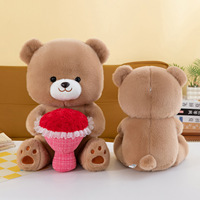 Valentijnsdag Teddybeer Pluche Speelgoed met Bloemboeket Schattig Knuffeldier Pop voor Cadeauwinkel Groothandel Detailhandel Presentatie Verkoop