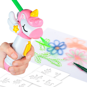 Set peralatan menggambar edukasi anak-anak, pena mainan semprotan warna melukis pembelajaran dini plastik Jagung Kartun mainan - Product Image 2