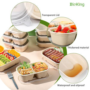 Vente en gros fabricants de papier d'emballage de salade de forme physique dégradable boîte à lunch jetable de pulpe de canne à sucre - Product Image 5