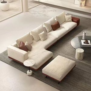 Sofá Curvo Minimalista Italiano Moderno, Muebles de Salón de Esquina en Tela, Estilo de Diseño de Lujo Ligero - Product Image 1