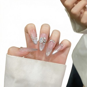 En stock, prêt à être expédié : Ensemble de faux ongles en amande à presser avec boîte, réutilisables, en ABS, vente en gros, livraison rapide - Product Image 4