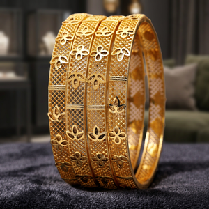 Wholesale Brass Dye Gold Plated Fashion <b>Bangles</b> Jewelry, Custom Dye Gold Filled <b>Bangles</b>, Traditional Floral Design <b>Bangles</b> <b>Set</b>. - Product Image 3