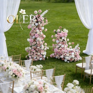 Arco Floreale Centrotavola per Matrimonio Stile Naturale con <span class=keywords><strong>Fiori</strong></span> Artificiali in Seta e <span class=keywords><strong>Fiori</strong></span> Giganti Profumati Fatti a Mano Rosa - Product Image 2