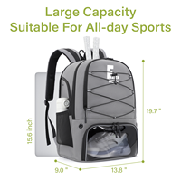 Sac de pickleball, sac à dos de tennis avec compartiment à chaussures, poche isotherme, crochet de fixation, sac de sport pour joueurs de tennis, pickleball et basketball