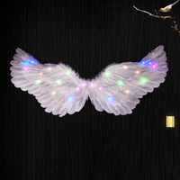 Costume de carnaval de fête, cadeau pour filles, femmes, enfants, adultes, Led Light Up White Feather Angel Glow Wings Sets