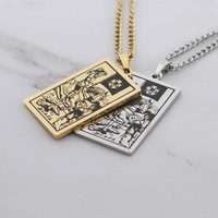 Collier de cartes de Tarot rétro plaqué or, colliers à longue chaîne de haute qualité, bijoux Non ternissants, pendentifs pour unisexe