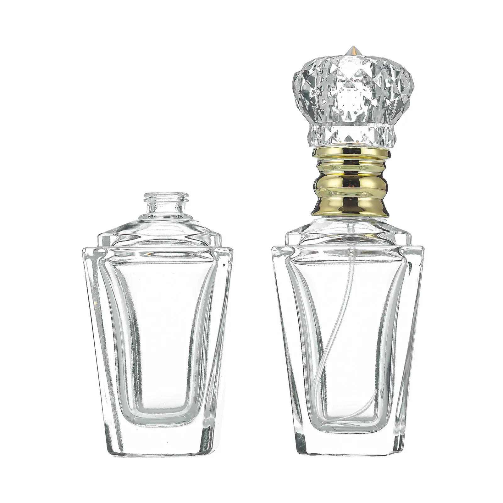 Mub Fabrikanten Leveren Vierkante Omgekeerde Taps Toelopende Parfumfles 60Ml Glazen Lege Fles Bajonetfles