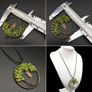 Pierre naturelle Arbre de Vie Colliers Pendentifs Faits À La Main Hibou <span class=keywords><strong>Chakra</strong></span> Puce Pierres Pendentif Hommes Femmes Bijoux - Product Image 2