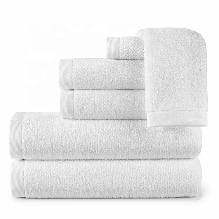 CFL Low Moq Hotel Logo personalizzazione prezzo economico 100% cotone 500Gsm 16S asciugamano da bagno viso bianco per Hotel