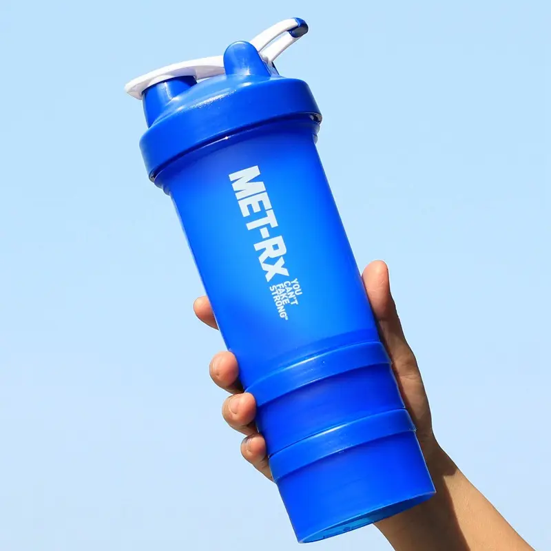 FX Factory Large Capacity Water Shaker Bottle 3 Layers 3D Design BPA Free PP Material Powder Shake Cup with Plastic Lid