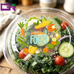 Autocollants alimentaires personnalisés, transparents, en PET, imperméables, étiquettes d'emballage alimentaire saines pour les bols à salade en plastique et en papier, autocollants en rouleau - Product Image 5