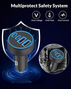 Cargador de Coche USB-C de Alta Calidad y Adaptador de Encendedor de Cigarrillos de 4 Puertos, Cargador de Coche USB-C, Cargador de Encendedor de Cigarrillos para Coche - Product Image 5