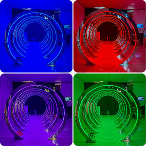 Arco de entrada redondo de acero inoxidable dorado personalizado SMOOTH con luces LED RGB para decoración de eventos de boda - Product Image 6