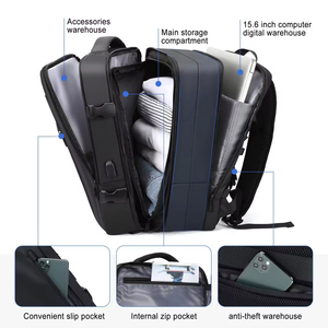 High Quality Unisex Oxford <b>Laptop</b> <b>Backpack</b> Waterproof Zipper Closure Large Expandable Anti-Theft Designer Computer Polyester - Product Image 5