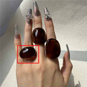 Trendy Geometric Acrylic Resin <strong>Ring</strong> Bold Large Amber Bubble Resin <strong>Stack</strong> <strong>Ring</strong> Elegant Women Jewelry - Product Image 6