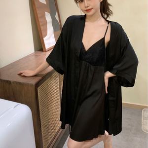 SWD nuovo arrivo due pezzi abbigliamento da notte da donna Set da donna in seta ghiaccio con schienale Set di pigiama in raso da donna - Product Image 2