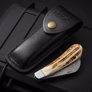 Cuchillo de Bolsillo BK Stag Horn Damascus Personalizable, Grado OEM, Hoja Plegable de Acero Inoxidable Afilada como una Navaja, G10, para Camping y Senderismo FB146 - Product Image 2